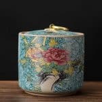 Pot Ceramique a Motifs Japonais avec Couvercle Bombe