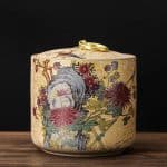Pot Ceramique a Motifs Japonais avec Couvercle Bombe