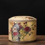 Pot Ceramique a Motifs Japonais avec Couvercle Bombe