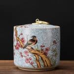 Pot Ceramique a Motifs Japonais avec Couvercle Bombe