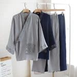 Pyjama japonais jinbei en coton à motifs géométriques