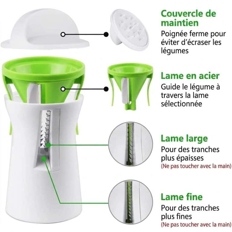 Spiraliseur de légumes manuel pour spaghettis et julienne