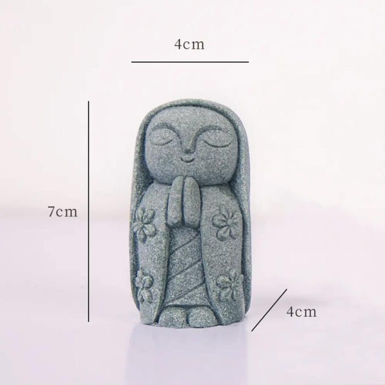 Statuette de moine bouddhiste en résine effet pierre - Moine en Prière aux Mains Jointes