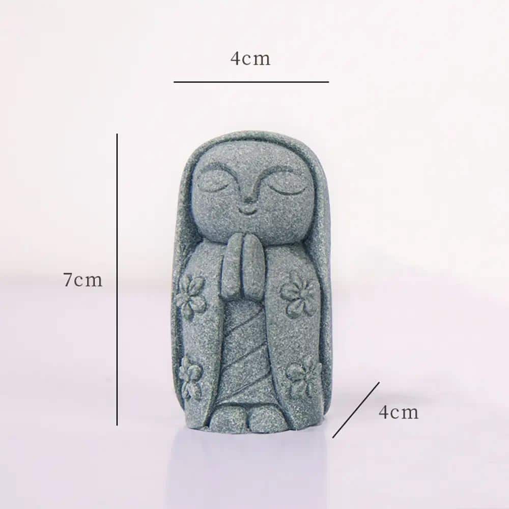 Statuette de moine bouddhiste en résine effet pierre - Moine en Prière aux Mains Jointes