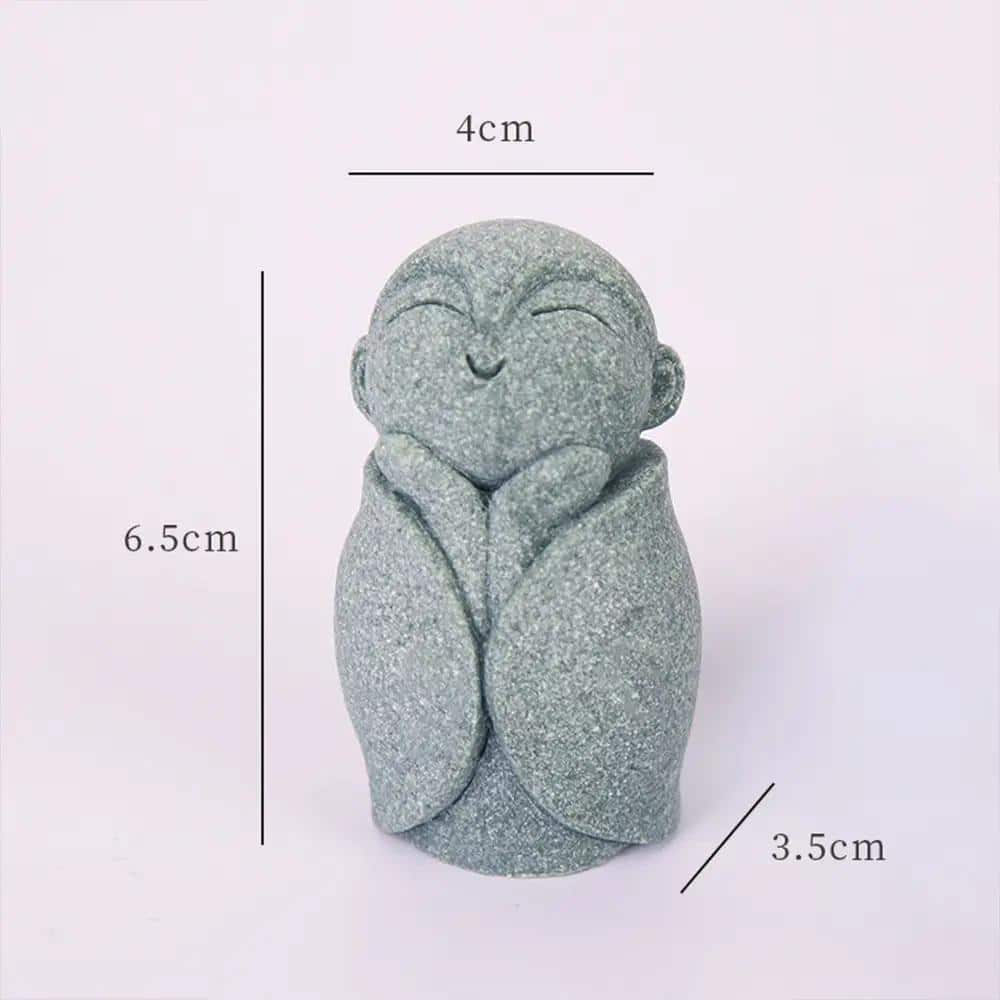 Statuette de moine bouddhiste en résine effet pierre - Moine Enveloppé dans sa Robe
