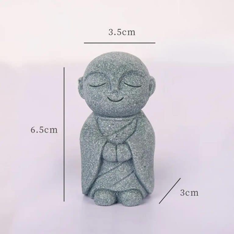 Statuette de moine bouddhiste en résine effet pierre - Moine Méditant Mains Croisées