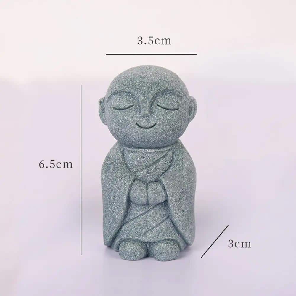 Statuette de moine bouddhiste en résine effet pierre - Moine Méditant Mains Croisées