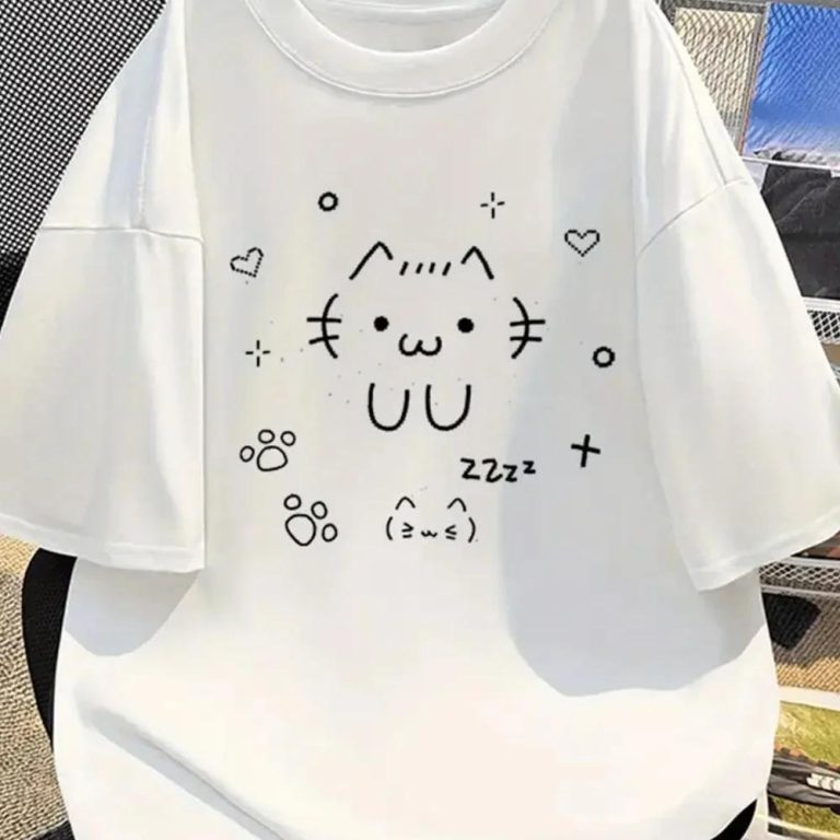 T-shirt-avec-Imprime-de-Chat-Style-Kawaii-galerie-5335
