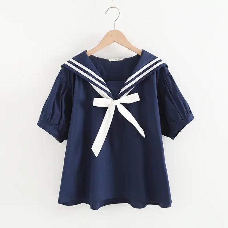 T-shirt-col-Marin-Style-Japonais-avec-Nud-Decoratif-galerie-3167