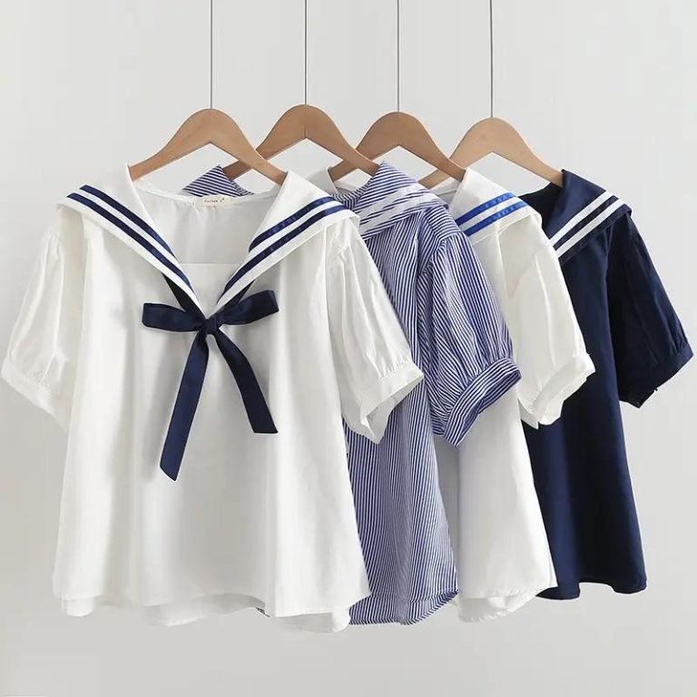 T-shirt-col-Marin-Style-Japonais-avec-Nud-Decoratif-galerie-6133