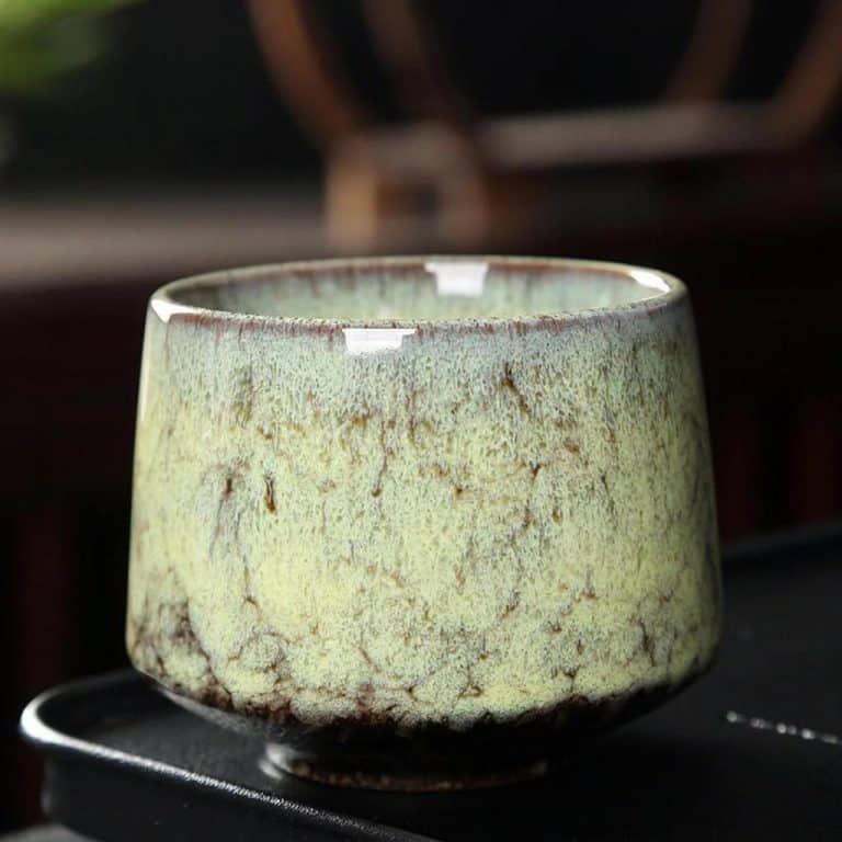Tasse a the Ceramique Gres a Glacure Mouchetee Artisanale
