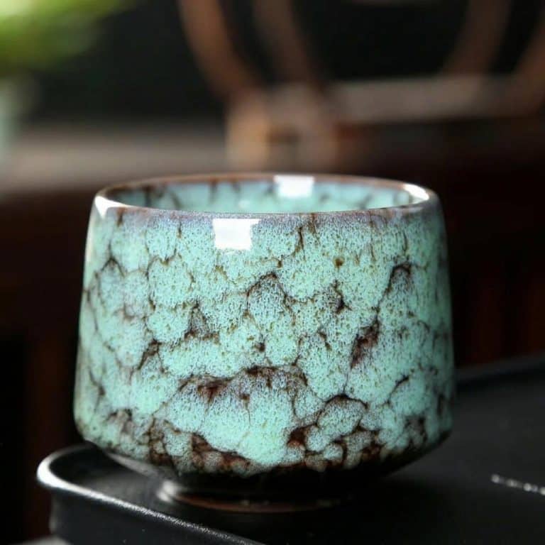 Tasse a the Ceramique Gres a Glacure Mouchetee Artisanale