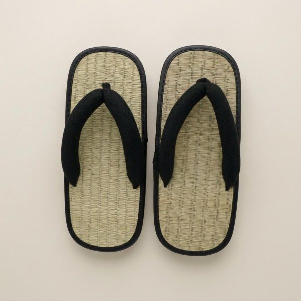 Tongs japonaises tressée avec lanières noires