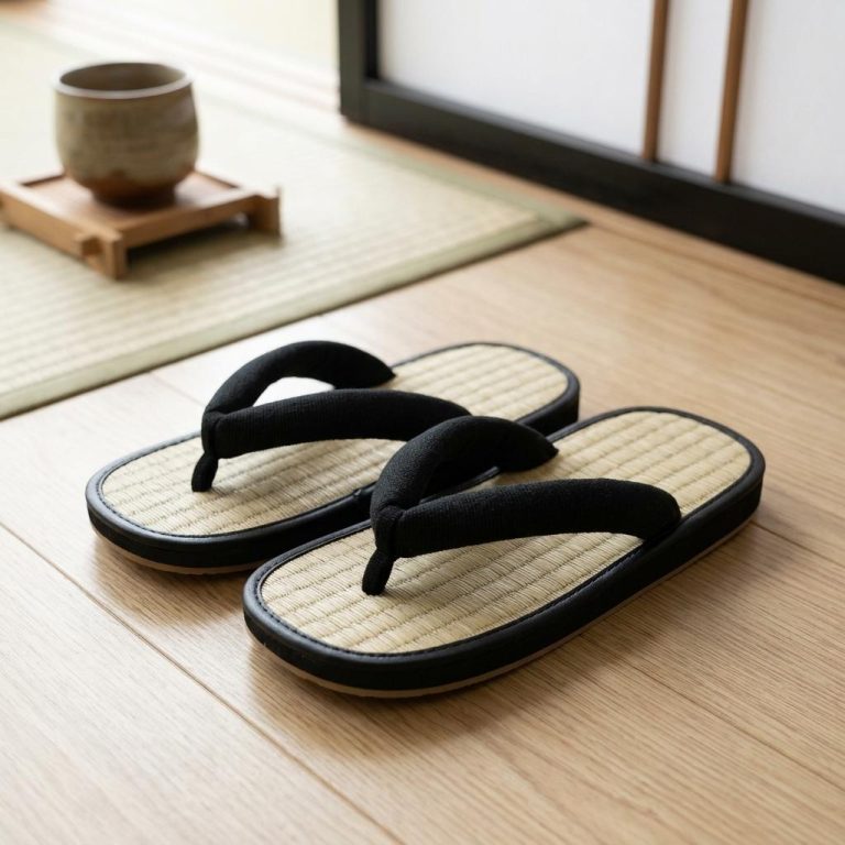 Tongs-Japonaises-Tressee-avec-Lanieres-Noires-picture-6480