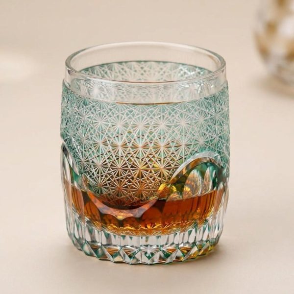 Verre à whisky original en cristal Edo Kiriko gravé style japonais
