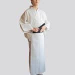 Vetement Traditionnel Japonais Homme Ecru a Fines Rayures