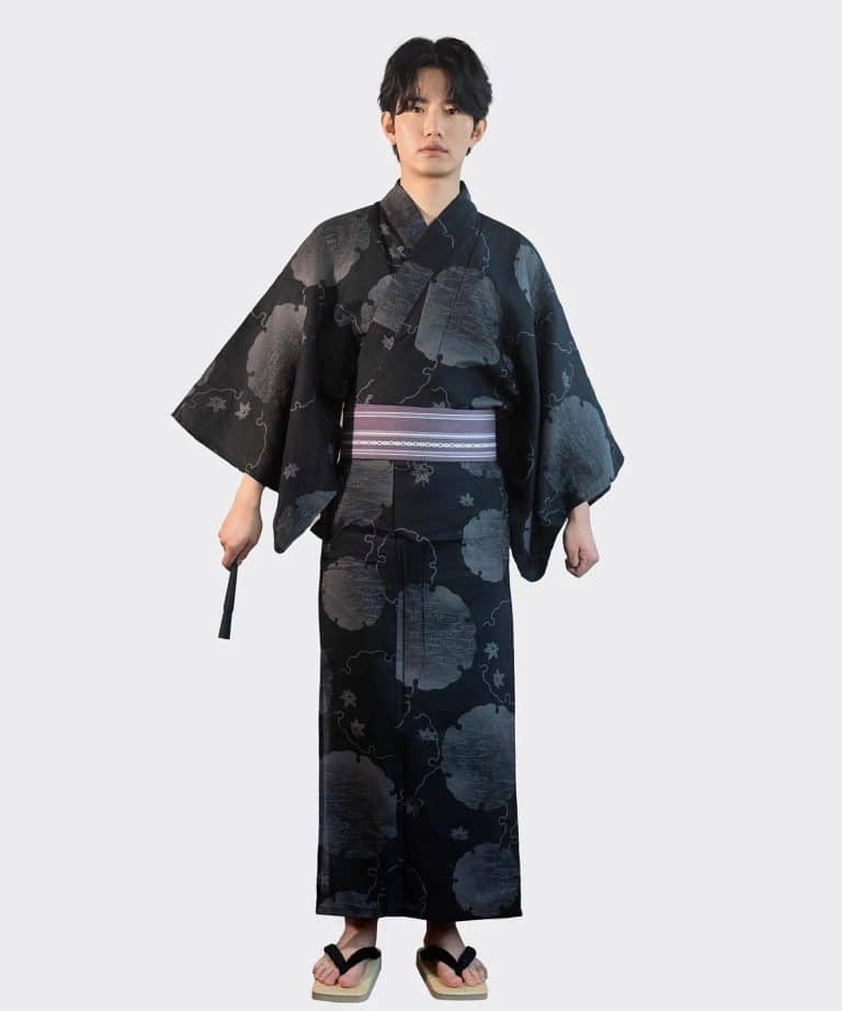 Yukata en Coton a Motifs de Nuages et Derable pour Homme