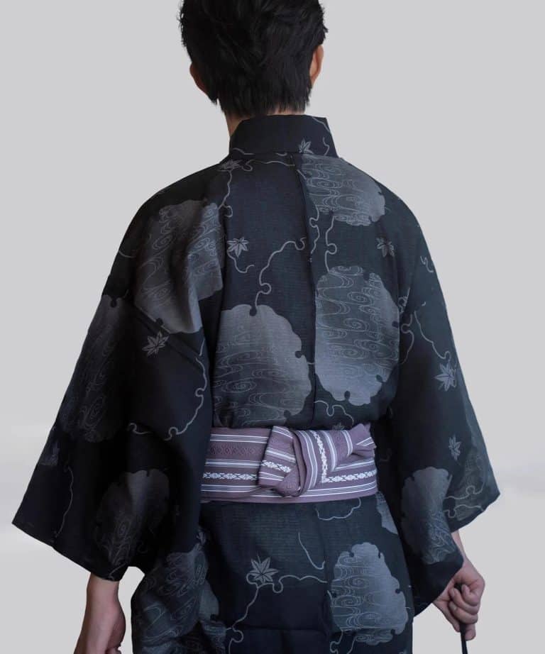 Yukata en Coton a Motifs de Nuages et Derable pour Homme