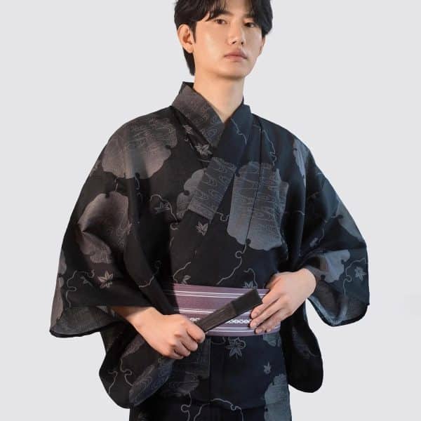 Yukata en Coton a Motifs de Nuages et Derable pour Homme