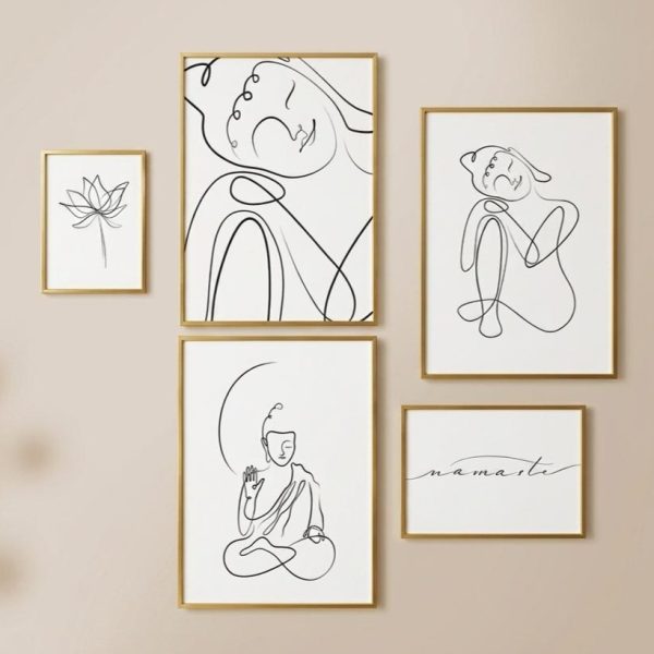 Affiche Bouddha zen au trait continu sur toile