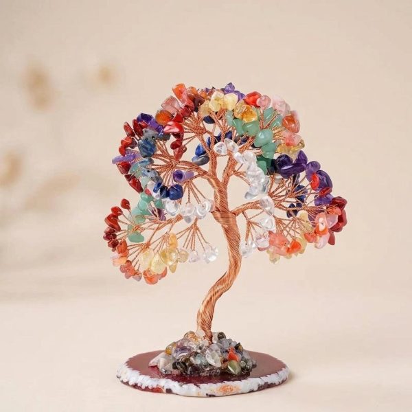 Arbre feng shui en pierres naturelles sur base d'agate