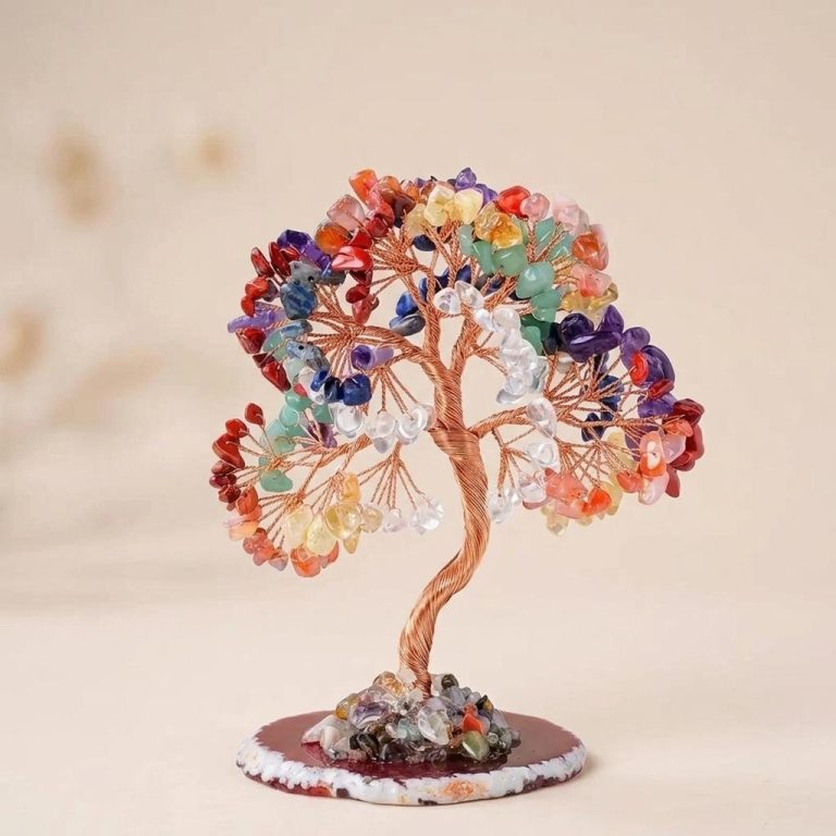 Arbre feng shui en pierres naturelles sur base d'agate