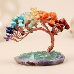 Arbre de vie des 7 chakras en pierres naturelles sur base d'agate