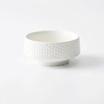 Assiette creusée et bol en céramique à motif martelé - Blanc, Petit Bol
