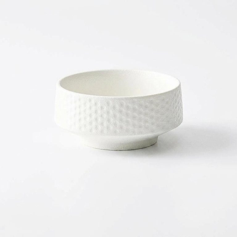 Assiette creusée et bol en céramique à motif martelé - Blanc, Petit Bol