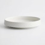 Assiette creusée et bol en céramique à motif martelé - Blanc, Grande Assiette