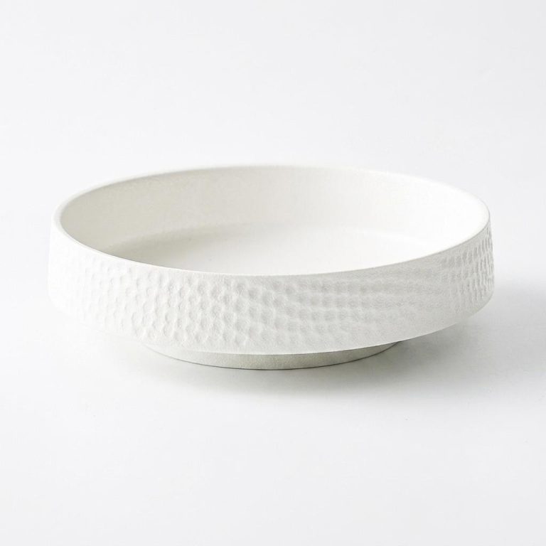 Assiette creusée et bol en céramique à motif martelé - Blanc, Petite Assiette Creuse