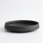 Assiette creusée et bol en céramique à motif martelé - Noir, Grande Assiette