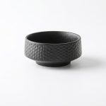 Assiette creusée et bol en céramique à motif martelé - Noir, Petit Bol