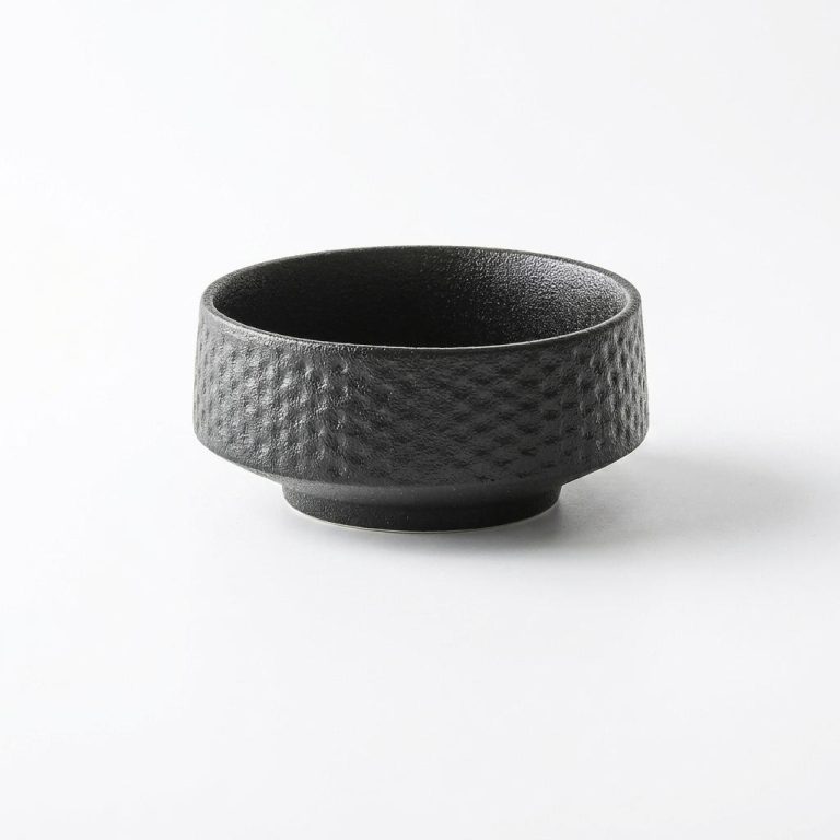 Assiette creusée et bol en céramique à motif martelé - Noir, Petit Bol