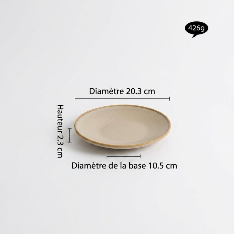 Assiette plate blanche en porcelaine avec liseré doré - Medium