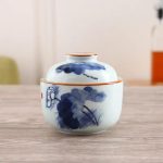 Bol à soupe miso avec couvercle en céramique à motifs japonais