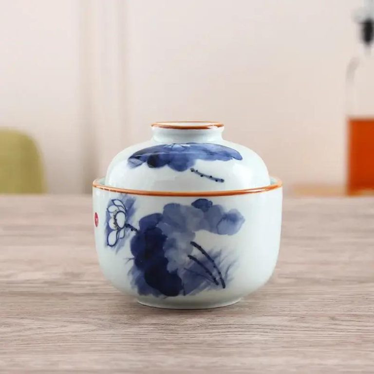 Bol à soupe miso avec couvercle en céramique à motifs japonais