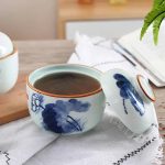 Bol à soupe miso avec couvercle en céramique à motifs japonais