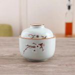 Bol à soupe miso avec couvercle en céramique à motifs japonais - Branches de Prunier