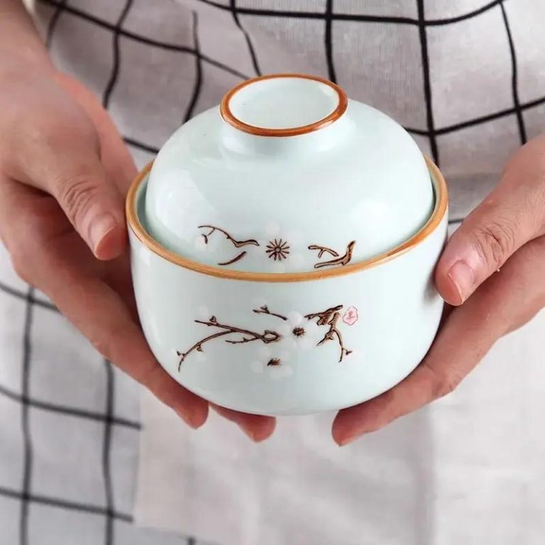 Bol à soupe miso avec couvercle en céramique à motifs japonais