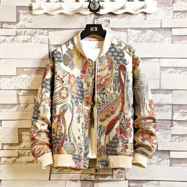 Bomber à motifs de grues japonaises