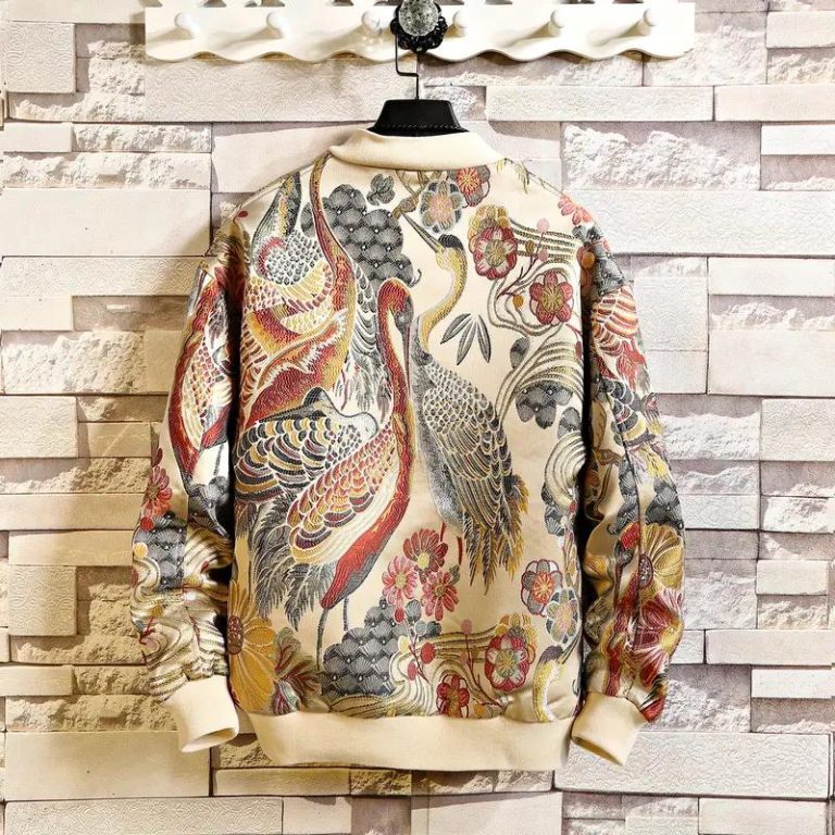 Bomber à motifs de grues japonaises