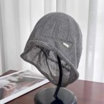 Bonnet beanie japonais en maille ajouré respirant - Gris Foncé