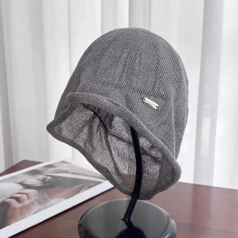 Bonnet beanie japonais en maille ajouré respirant - Gris Foncé