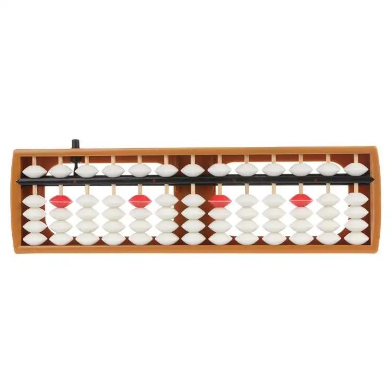 Boulier japonais soroban à 13 colonnes - Perles Blanches avec Cadre Orange