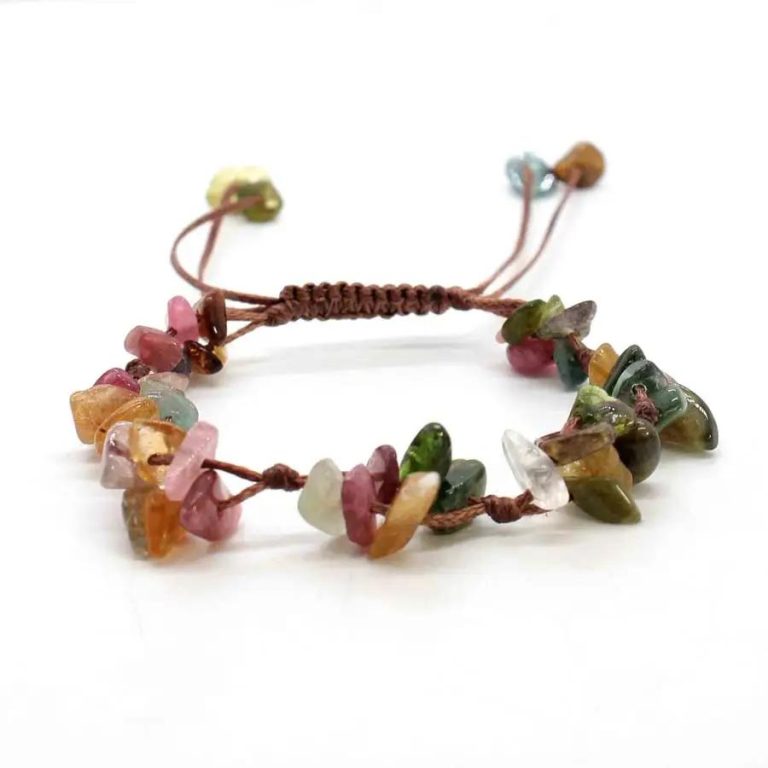 Bracelet en pierre améthyste en macramé ajustable - Tourmaline
