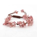 Bracelet en pierre améthyste en macramé ajustable - Quartz Fraise