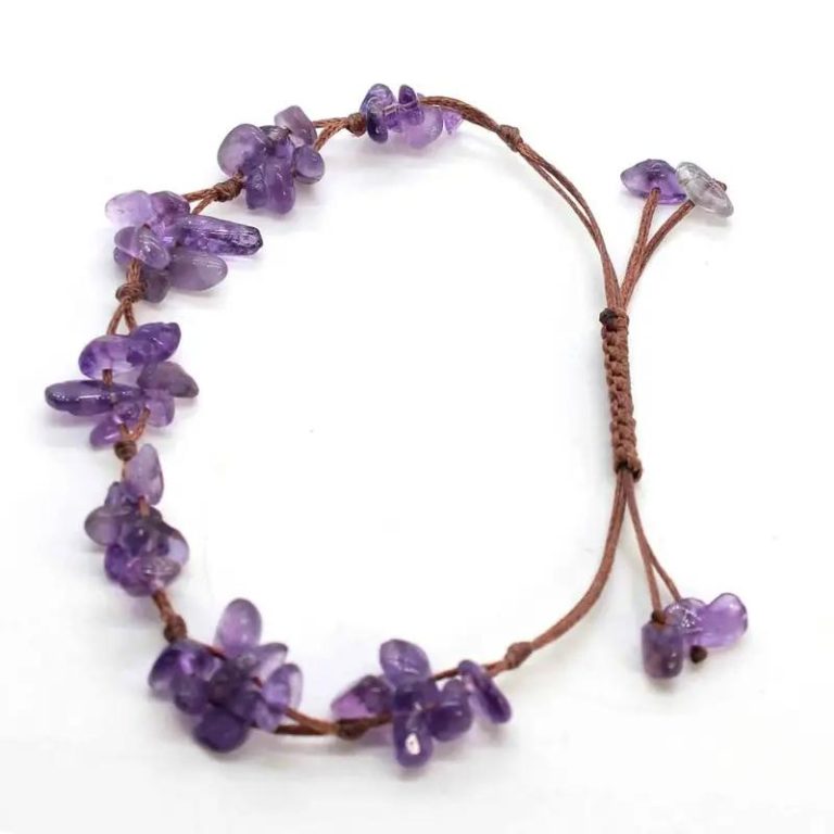 Bracelet en pierre améthyste en macramé ajustable