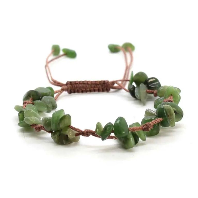 Bracelet en pierre améthyste en macramé ajustable - Jaspe Vert