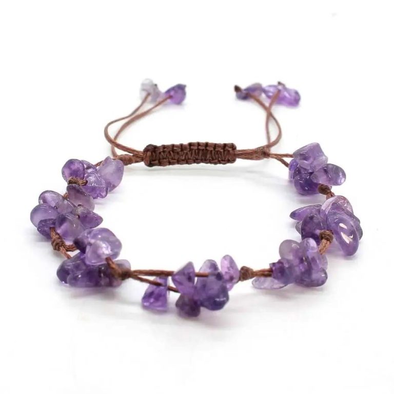Bracelet en pierre améthyste en macramé ajustable - Améthyste